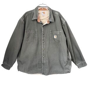 Carhartt Rigby Flame Resistant Distressed Snap Front Shirt Jacket Green Sz 3XL